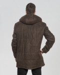 Men's down jacket mod. Long Down Jacket in Dark Brown Nabuk 100% made in Italy