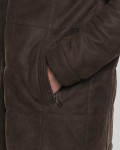 Men's down jacket mod. Long Down Jacket in Dark Brown Nabuk 100% made in Italy