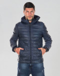 Men's Blue Leather Down Jacket - Rio | Leather Trend