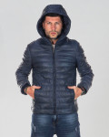 Men's down jacket mod. Rio in genuine blue leather 100% made in Italy
