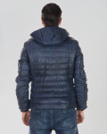 Men's Blue Leather Down Jacket - Rio | Leather Trend
