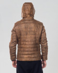 Men's Light Brown Leather Down Jacket - Rio | Leather Trend