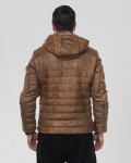 Men's Light Brown Leather Down Jacket - Rio | Leather Trend