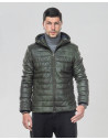 Men's Green Leather Down Jacket - Rio | Leather Trend