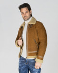 Man's Beige jacket in real Shearling 100% made in Italy