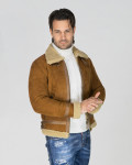 Man's Beige jacket in real Shearling 100% made in Italy