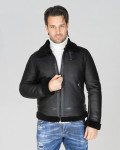 Giacca uomo nera in vero montone Shearling 100% made in Italy