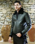 Giacca uomo nera in vero montone Shearling 100% made in Italy