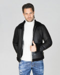 Giacca uomo nera in vero montone Shearling 100% made in Italy