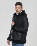 Giacca uomo nera in vero montone Shearling 100% made in Italy