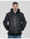 Men's jacket in real Black Shearling 100% made in Italy