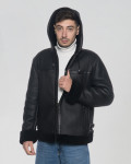 Men's jacket in real Black Shearling 100% made in Italy