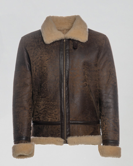Men's Beige Sheepskin Jacket – Franco | Leather Trend 2