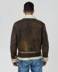 Giacca uomo Cuoio effetto Graffiato in vero montone Shearling 100% made in Italy
