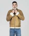 Giacca uomo Cuoio  in vero montone Shearling 100% made in Italy