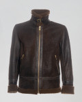 Franco - Dark Brown Men's Jacket in Genuine Shearling