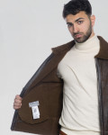 Franco - Dark Brown Men's Jacket in Genuine Shearling