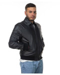 Men's Black Leather Bomber Jacket - Fonzie | Leather Trend