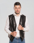 Gilet in Pelle Nero da Uomo - Vincent | Leather Trend