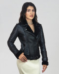 Alaska - Women's Black Shearling Perfecto Jacket
