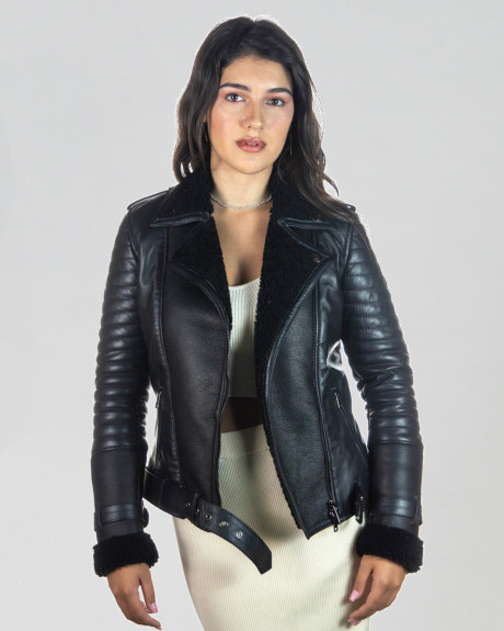 Women's Shearling Perfecto Jacket - Alaska | Leather Trend 2