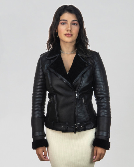 Women's Shearling Perfecto Jacket - Alaska | Leather Trend