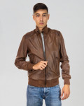 Men’s Light Brown Leather Bomber Jacket - Marcello | Leather Trend
