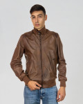 Men’s Light Brown Leather Bomber Jacket - Marcello | Leather Trend