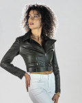 Chiodo in Pelle da Donna Verde Scuro - Chiodino | Leather Trend