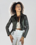 Chiodo in Pelle da Donna Verde Scuro - Chiodino | Leather Trend