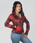 Women's Red Perfecto Leather Jacket - Grace | Leather Trend