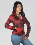 Women's Red Perfecto Leather Jacket - Grace | Leather Trend