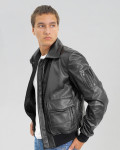 Giacca in pelle uomo mod. aviatore nero in vera pelle 100% made in Italy