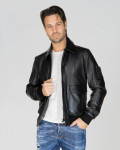Giacca in pelle uomo mod. aviatore nero in vera pelle 100% made in Italy