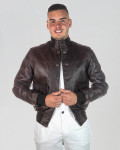 Men's Dark Brown Leather Bomber Jacket – Milo | Leather Trend
