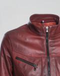 Women’s Bordeaux Leather Biker Jacket - Kelly | Leather Trend