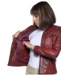 Women’s Bordeaux Leather Biker Jacket - Kelly | Leather Trend