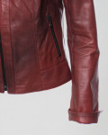 Women’s Bordeaux Leather Biker Jacket - Kelly | Leather Trend