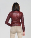 Women’s Bordeaux Leather Biker Jacket - Kelly | Leather Trend