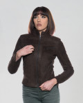 Women's Dark Brown Suede Biker Jacket | Leather Trend
