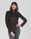 Women's Dark Brown Suede Biker Jacket | Leather Trend