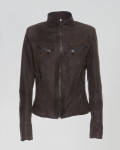 Women's Dark Brown Suede Biker Jacket | Leather Trend