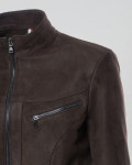Women's Dark Brown Suede Biker Jacket | Leather Trend