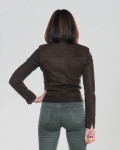 Women's Dark Brown Suede Biker Jacket | Leather Trend