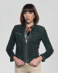 Women's Green Suede Biker Jacket - Kelly | Leather Trend