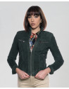 Women's Green Suede Biker Jacket - Kelly | Leather Trend