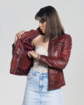 Women's Bordeaux Leather Jacket - Michelina | Leather Trend