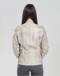 Ivory Buffed Leather Biker Jacket – Raven | Leather Trend