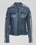Biker in Pelle Blu Tamponato – Raven | Leather Trend