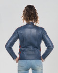 Biker in Pelle Blu Tamponato – Raven | Leather Trend